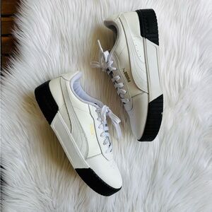 Puma Carina Sneaker Black White Gold Size 9 Women